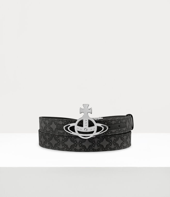 Vivienne Westwood RE-JACQUARD ORBORAMA SILVER LINE ORB REVERSE BELT